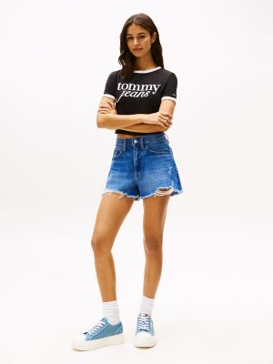 Tommy Jeans Distressed Denim Short, Denim Dark