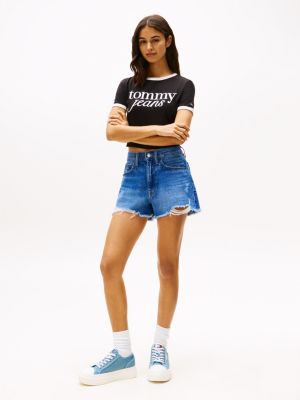 Tommy Jeans Distressed Denim Short, Denim Dark