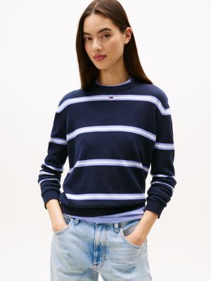 Tommy Jeans Essential Crewneck Sweater, Dark Blue Stripe