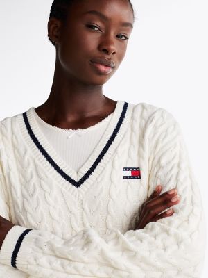 Tommy Badge Cable Knit Sweater Dress | Tommy Hilfiger Canada