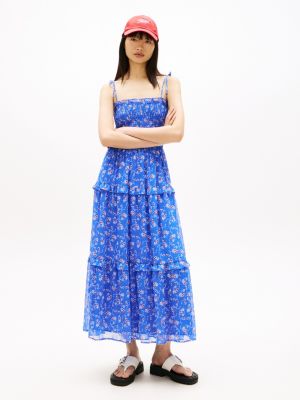 Tommy Jeans Tiered Chiffon Maxi Dress, Empire Blue Aop