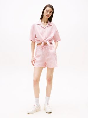 Tommy Jeans Cotton-Linen Blend Short, Precious Pink / Stripe