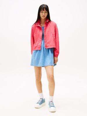 Tommy Jeans Funnel Neck Windbreaker, Hot Pink