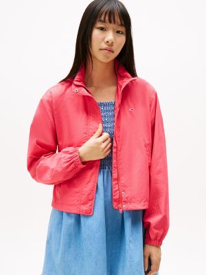 Tommy Jeans Funnel Neck Windbreaker, Hot Pink