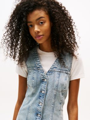 tommy hilfiger sleeveless denim dress Tommy Hilfiger Corset Denim Mini Dress With Seam Details in Blue