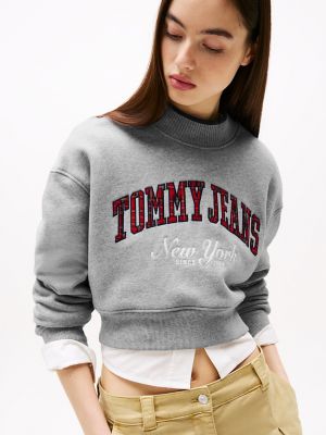 Embroidered Plaid Cropped Sweatshirt | Tommy Hilfiger