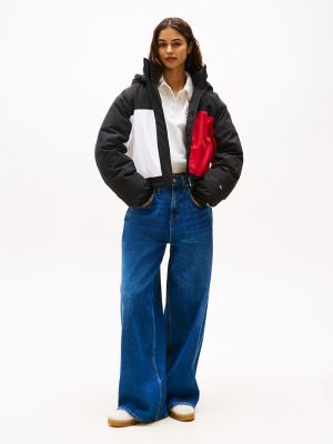 Tommy Jeans Flag Cropped Puffer, Black