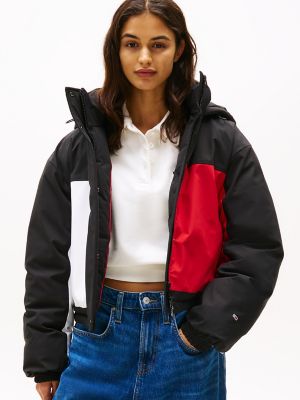 Tommy Jeans Flag Cropped Puffer, Black