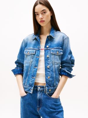 Tommy Jeans Crest & Flag Denim Jacket, Medium Denim
