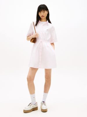 Tommy Jeans Stripe Mini Shirtdress, Pearly Pink / Stripe