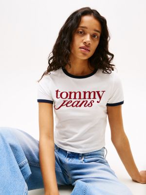 Tommy Jeans Script Logo Ringer T-Shirt | Tommy Hilfiger