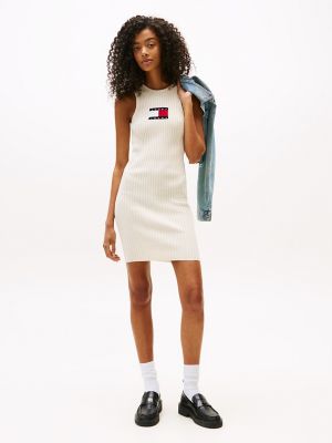 Tommy Jeans Ribbed Mini Sweater Dress, Ecru