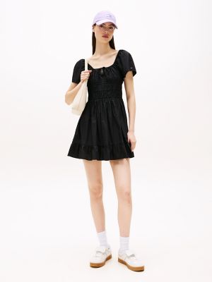 Tommy Jeans Poplin Boho Mini Dress, Black
