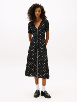 Robe mi-longue Tommy Jeans à imprimé floral, élas à fleurs noir