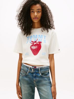 Tommy Jeans Strawberry Logo T-Shirt, Ecru