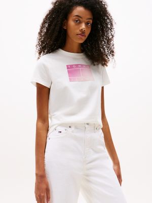 Tommy Jeans Ombre Flag Logo T-Shirt, Ecru