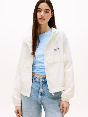 Tommy Jeans Jacquard Logo Windbreaker, Ecru