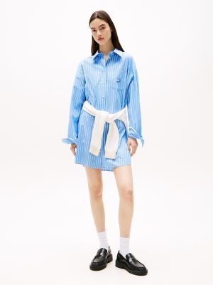 Tommy Jeans Oversized Mini Shirtdress, Ecru / Blue Stripe