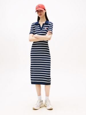 Tommy Jeans Ribbed Polo Sweater Dress, Dark Night Navy / Stripe