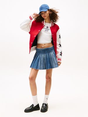 Tommy Girl Pleated Denim Mini Skirt, Indigo Wash