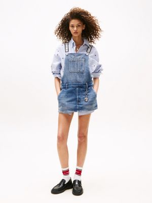 Tommy Girl Denim Overall Dress, Indigo Wash / Ecru