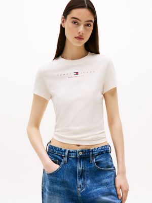 Tommy Jeans Logo Slim Fit T-Shirt, Ancient White