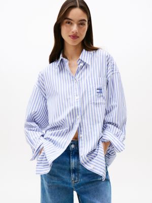 Tommy Jeans Oversized Stripe Shirt, Vintage Iris