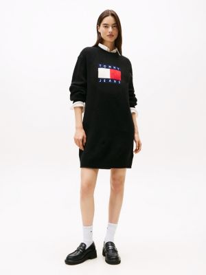 Tommy Jeans Flag Logo Sweater Dress, Black
