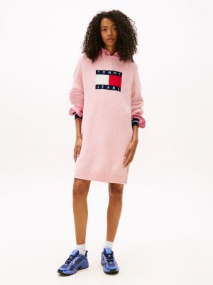 Tommy Jeans Flag Logo Sweater Dress, Mystic Pink Heather