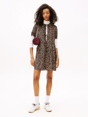 Tommy Jeans Tie-Front Mini Dress, AOP Leopard
