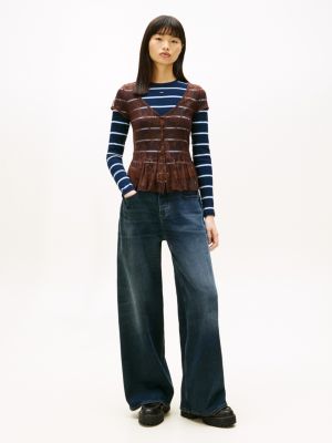 Tommy Jeans Mid-Rise Loose Wide Leg Jean, Denim Blue Black