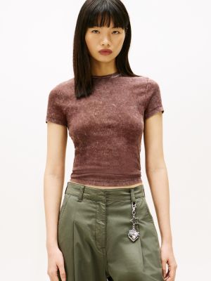 Tommy Jeans Script Garment-Dyed T-Shirt, Rich Brown