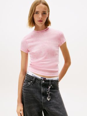 Tommy Jeans Script Garment-Dyed T-Shirt, Mystic Pink