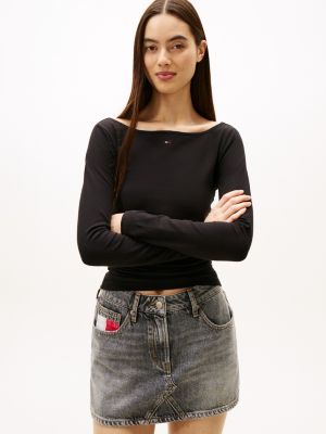 Tommy Jeans Rhinestone Open Back T-Shirt, Black