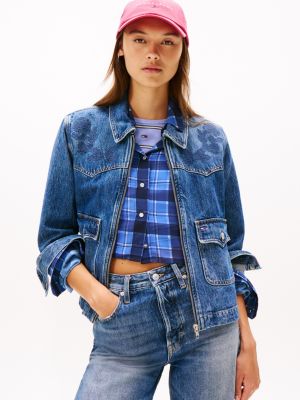 Tommy Jeans Embroidered Denim Jacket, Denim Dark