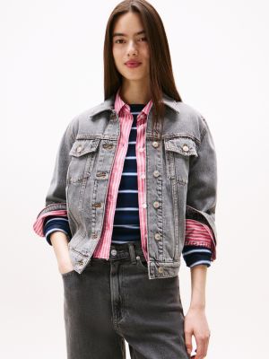 Tommy Jeans Flag Logo Jacket, Denim Grey