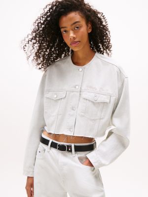 Tommy Jeans Cropped Denim Jacket, Denim White