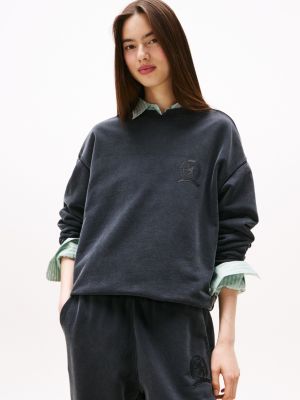 Tommy Jeans Crest Logo Fleece Sweatshirt, Black
