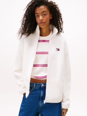 Tommy Jeans Teddy Fleece Zip Jacket, Off White