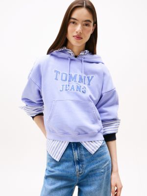 Tommy Jeans Garment-Dyed Cropped Hoodie, Vintage Iris
