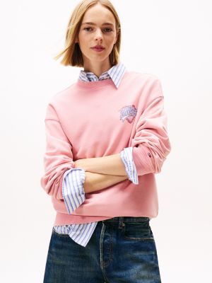 Tommy Jeans Retro Heart Logo Sweatshirt, Mystic Pink