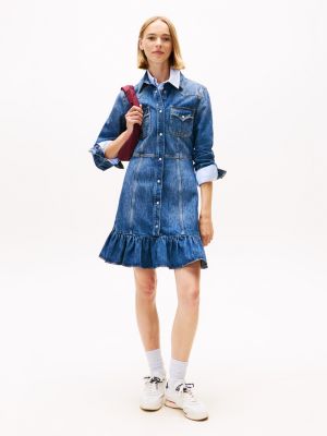 Tommy Jeans Denim Western Dress, Denim Dark