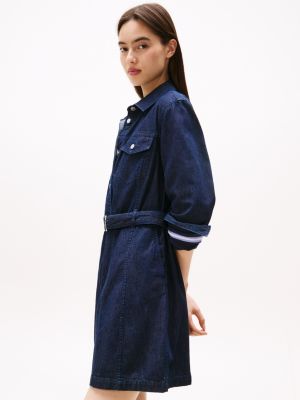 tommy hilfiger belted denim shirt dress Belted Denim Dress
