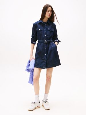 Tommy Jeans Belted Denim Shirtdress, Denim Dark