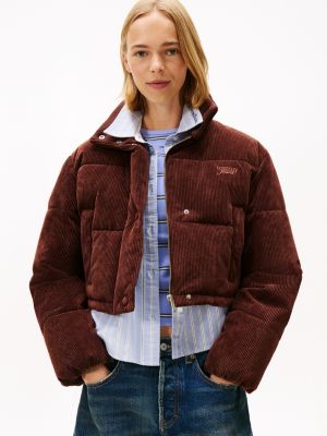 Tommy Jeans Corduroy Puffer Jacket, Rich Brown