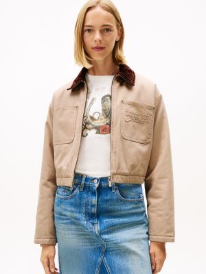 Tommy Jeans Cropped Coach Jacket, Malted Milk
