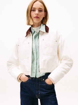 Tommy Jeans Cropped Coach Jacket, Off White