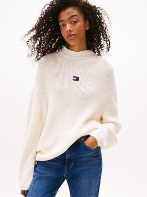 Tommy Jeans Relaxed Mockneck Sweater, Off White