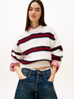Tommy Jeans Relaxed Stripe Sweater, Off White / Stripe