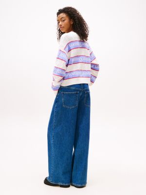 Tommy Jeans Logo Stripe V-Neck Sweater | Tommy Hilfiger